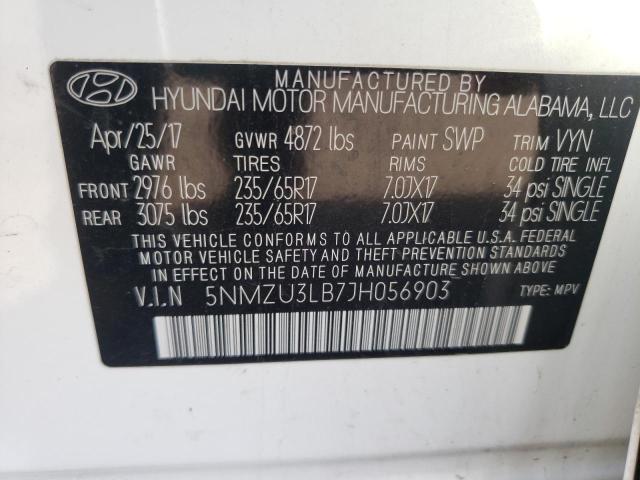 Photo 10 from auction – 2018 HYUNDAI SANTA FE S with VIN 5NMZU3LB7JH056903