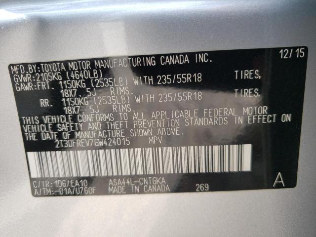 Photo 10 from auction – 2016 TOYOTA RAV4 LIMIT with VIN 2T3DFREV7GW424015