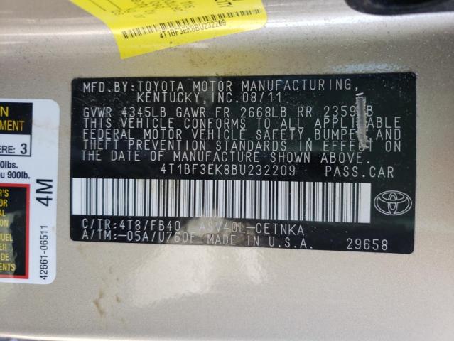 Photo 10 from auction – 2011 TOYOTA CAMRY BASE with VIN 4T1BF3EK8BU232209