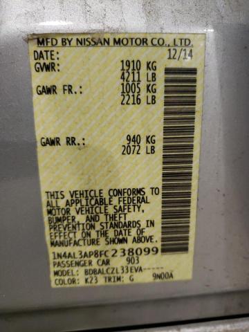 Photo 10 from auction – 2015 NISSAN ALTIMA 2.5 with VIN 1N4AL3AP8FC238099