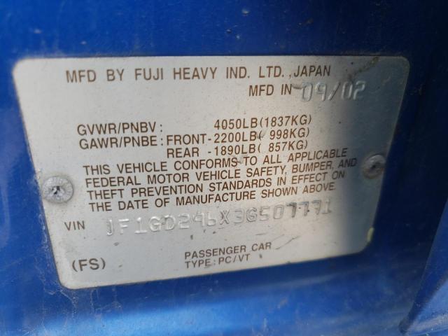 Photo 10 from auction – 2003 SUBARU IMPREZA WR with VIN JF1GD296X3G507771