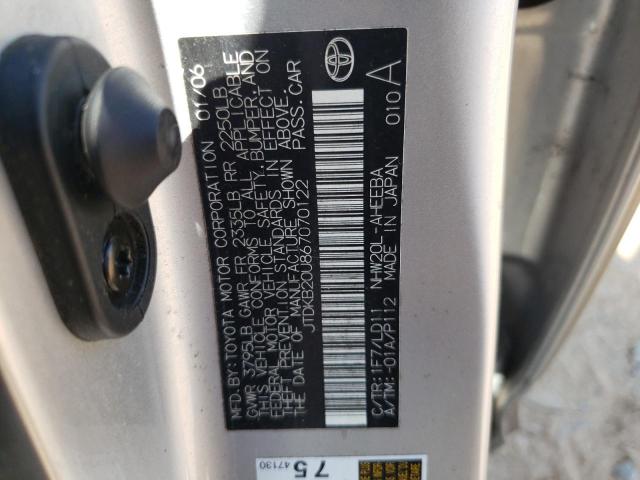 Photo 10 from auction – 2006 TOYOTA PRIUS with VIN JTDKB20U867070122