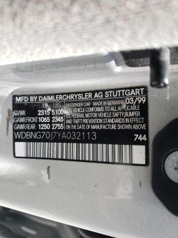 Photo 10 from auction – 2000 MERCEDES-BENZ S CLASS with VIN WDBNG70J7YA032113