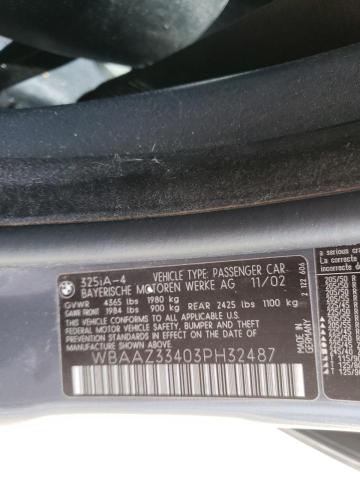 Photo 10 from auction – 2003 BMW 325 I with VIN WBAAZ33403PH32487