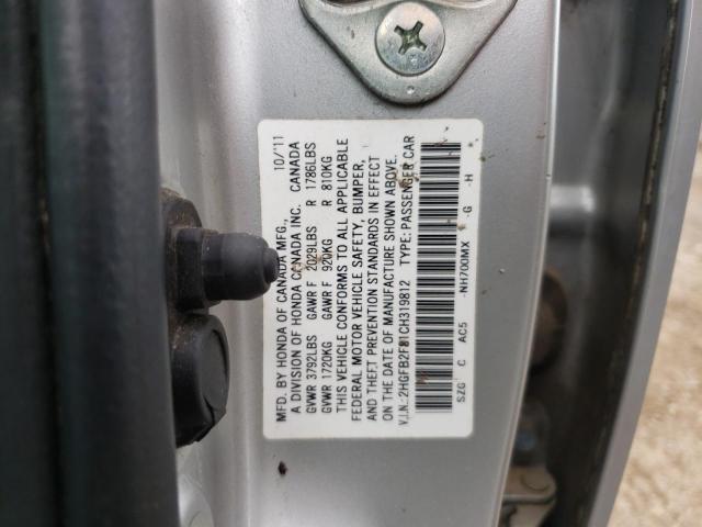Photo 10 from auction – 2012 HONDA CIVIC EX with VIN 2HGFB2F81CH319812