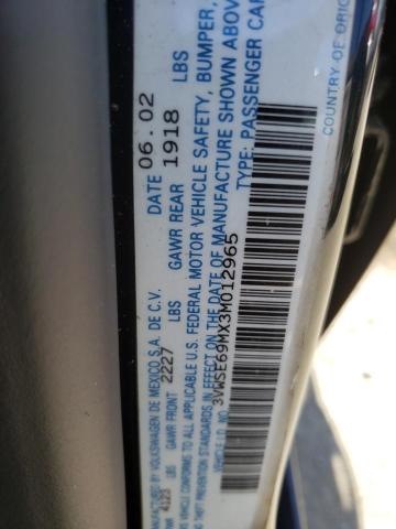 Photo 10 from auction – 2003 VOLKSWAGEN JETTA GLS with VIN 3VWSE69MX3M012965