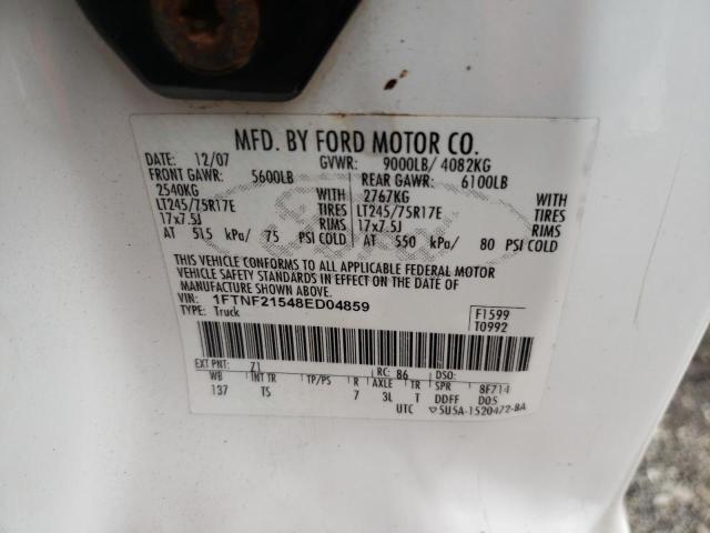 Photo 10 from auction – 2008 FORD F250 SUPER with VIN 1FTNF21548ED04859