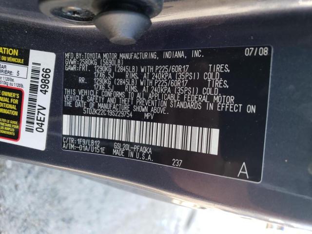 Photo 10 from auction – 2009 TOYOTA SIEANNA with VIN 5TDZK22C19S229754