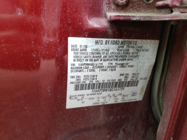Photo 10 from auction – 2008 FORD TAURUS LIM with VIN 1FAHP28W58G161729