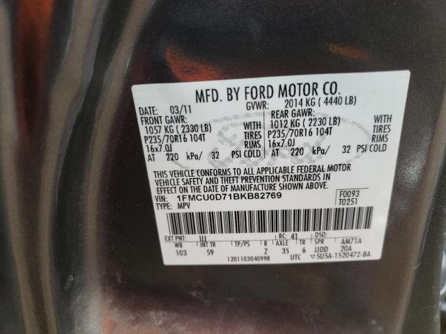 Photo 10 from auction – 2011 FORD ESCAPE XLT with VIN 1FMCU0D71BKB82769