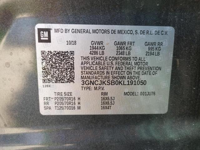 Photo 10 from auction – 2019 CHEVROLET TRAX LS with VIN 3GNCJKSB0KL191050
