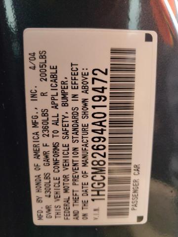 Photo 10 from auction – 2004 HONDA ACCORD EX with VIN 1HGCM82694A019472