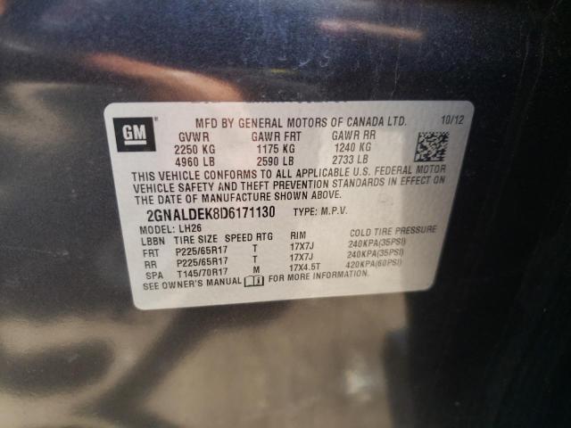 Photo 10 from auction – 2013 CHEVROLET EQUINOX LT with VIN 2GNALDEK8D6171130
