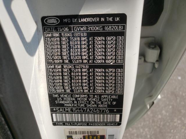 Photo 10 from auction – 2007 LAND ROVER RANGE ROVE with VIN SALME15447A246776