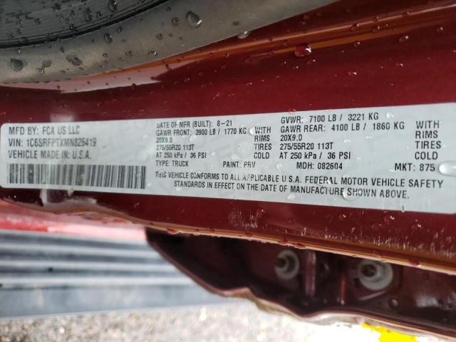 Photo 10 from auction – 2021 RAM 1500 LIMIT with VIN 1C6SRFPTXMN826419