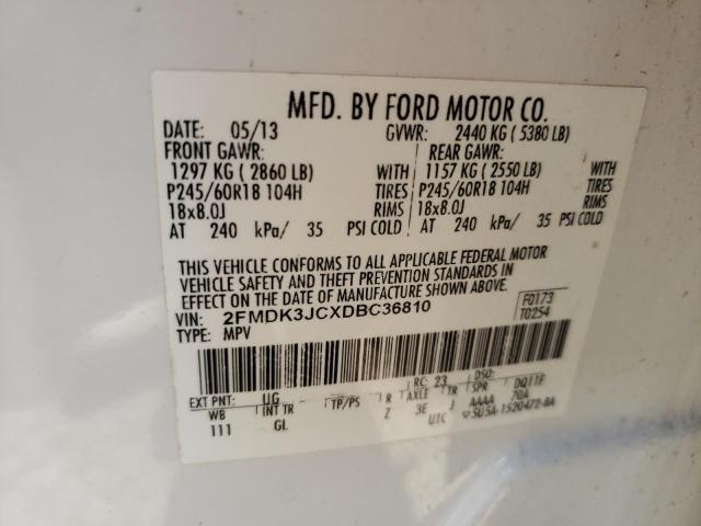 Photo 10 from auction – 2013 FORD EDGE SEL with VIN 2FMDK3JCXDBC36810