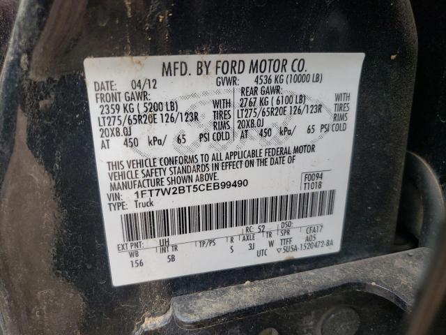 Photo 10 from auction – 2012 FORD F250 SUPER with VIN 1FT7W2BT5CEB99490