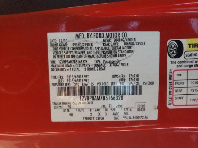 Photo 10 from auction – 2011 FORD MUSTANG with VIN 1ZVBP8AM7B5166328