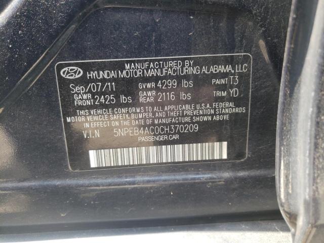 Photo 10 from auction – 2012 HYUNDAI SONATA GLS with VIN 5NPEB4AC0CH370209