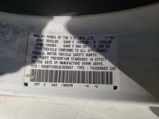 Photo 10 from auction – 2002 HONDA CIVIC SI with VIN SHHEP33562U300607