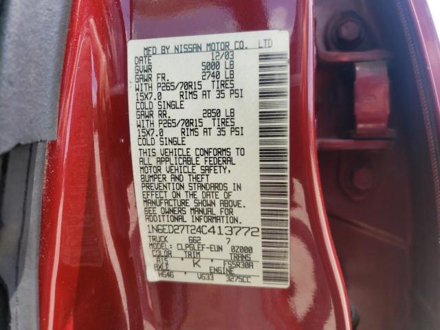 Photo 10 from auction – 2004 NISSAN FRONTIER C with VIN 1N6ED27T24C413772