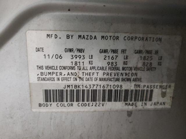 Photo 10 from auction – 2007 MAZDA 3 HATCHBAC with VIN JM1BK143771671098