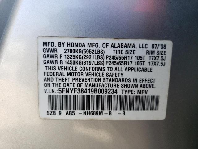 Zdjęcie 10 z aukcji – 2009 HONDA PILOT EX z VIN 5FNYF38419B009234