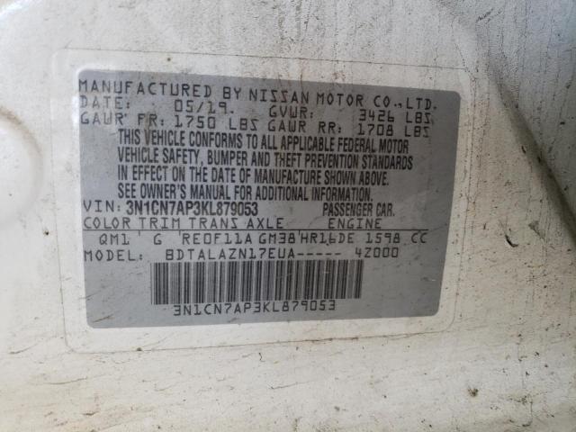 Photo 10 from auction – 2019 NISSAN VERSA S with VIN 3N1CN7AP3KL879053