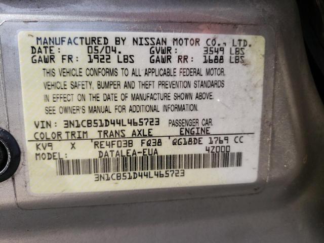 Photo 10 from auction – 2004 NISSAN SENTRA 1.8 with VIN 3N1CB51D44L465723