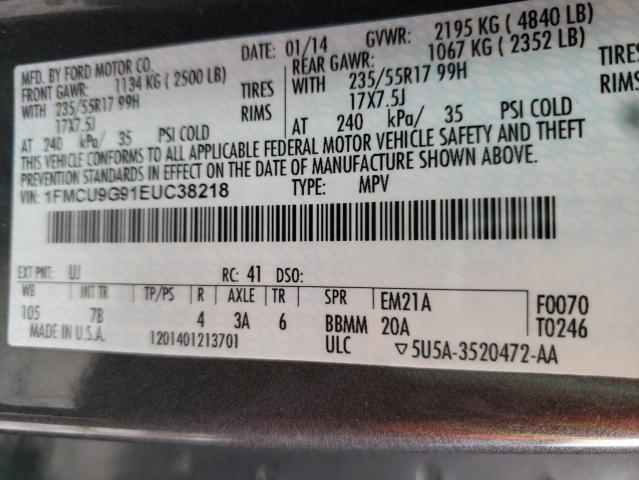 Photo 10 from auction – 2014 FORD ESCAPE SE with VIN 1FMCU9G91EUC38218