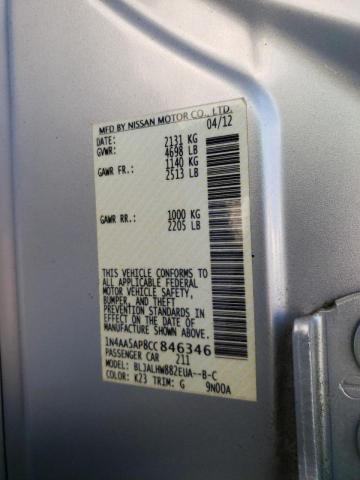 Photo 10 from auction – 2012 NISSAN MAXIMA S with VIN 1N4AA5AP8CC846346