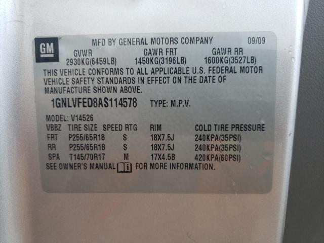 Photo 10 from auction – 2010 CHEVROLET TRAVERSE L with VIN 1GNLVFED8AS114578