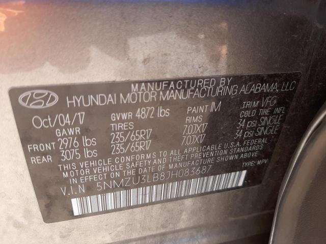 Photo 10 from auction – 2018 HYUNDAI SANTA FE S with VIN 5NMZU3LB8JH083687