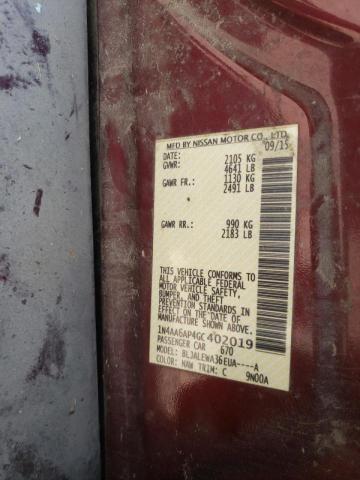 Photo 10 from auction – 2016 NISSAN MAXIMA 3.5 with VIN 1N4AA6AP4GC402019