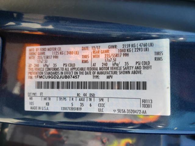 Photo 10 from auction – 2018 FORD ESCAPE SE with VIN 1FMCU9GD2JUB07457
