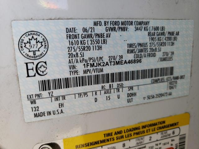 Photo 10 from auction – 2021 FORD EXPEDITION with VIN 1FMJK2AT3MEA46896