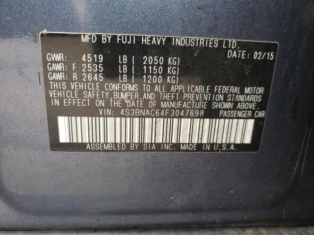 Photo 10 from auction – 2015 SUBARU LEGACY 2.5 with VIN 4S3BNAC64F3047698