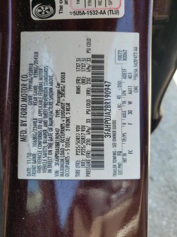 Photo 10 from auction – 2011 FORD FUSION SEL with VIN 3FAHP0JA2BR190947