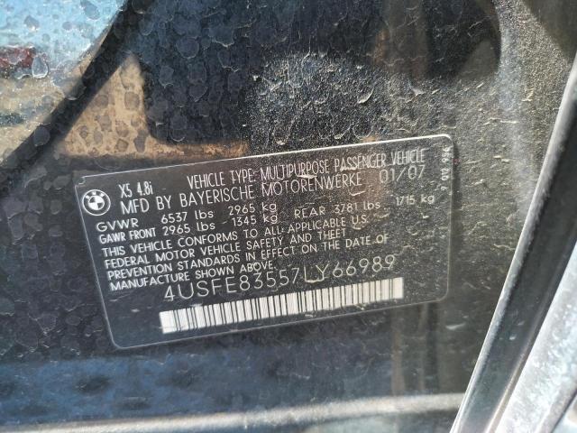 Photo 10 from auction – 2007 BMW X5 4.8I with VIN 4USFE83557LY66989