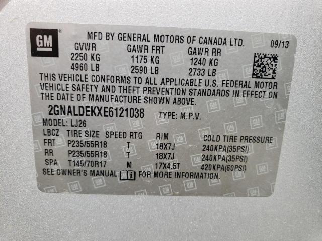 Photo 10 from auction – 2014 CHEVROLET EQUINOX LT with VIN 2GNALDEKXE6121038