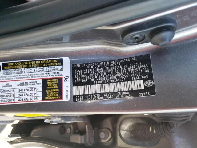 Photo 10 from auction – 2017 TOYOTA CAMRY LE with VIN 4T1BF1FK0HU289631