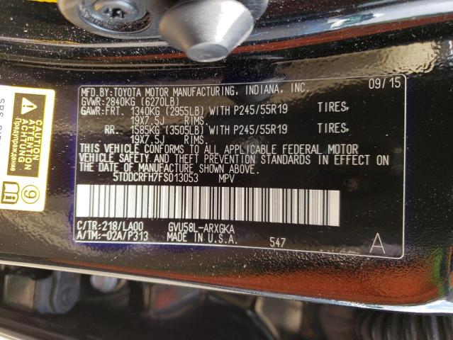Photo 10 from auction – 2015 TOYOTA HIGHLANDER with VIN 5TDDCRFH7FS013053