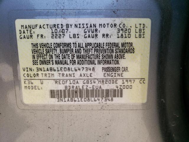 Photo 10 from auction – 2008 NISSAN SENTRA 2.0 with VIN 3N1AB61E08L647348