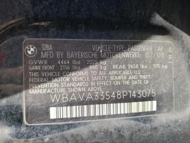 Photo 10 from auction – 2008 BMW 328 I with VIN WBAVA33548P143075