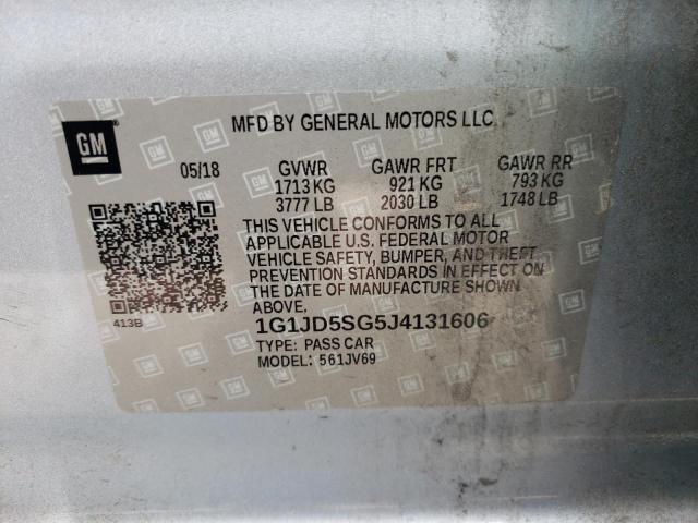 Photo 10 from auction – 2018 CHEVROLET SONIC LT with VIN 1G1JD5SG5J4131606