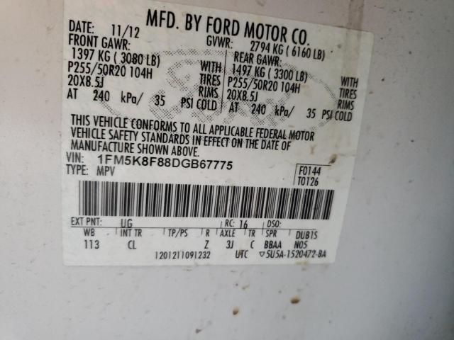 Photo 10 from auction – 2013 FORD EXPLORER L with VIN 1FM5K8F88DGB67775
