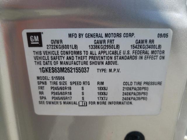 Photo 10 from auction – 2006 GMC ENVOY DENA with VIN 1GKES63M262155037