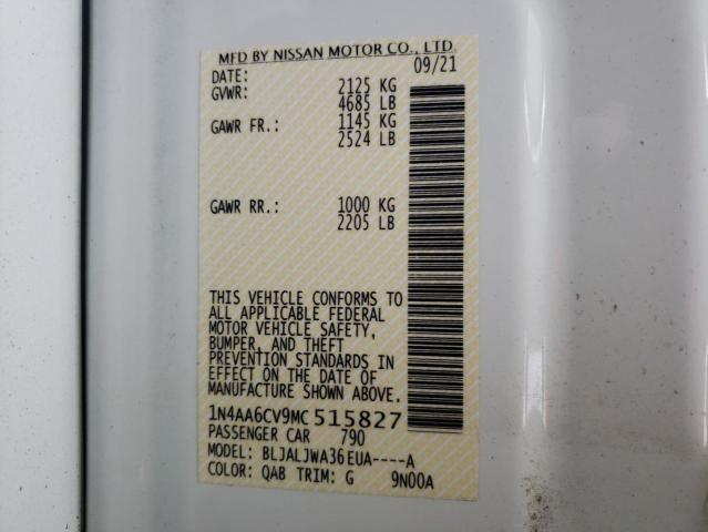 Photo 10 from auction – 2021 NISSAN MAXIMA SV with VIN 1N4AA6CV9MC515827