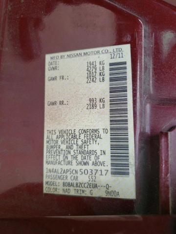 Photo 10 from auction – 2012 NISSAN ALTIMA BAS with VIN 1N4AL2AP5CN503717