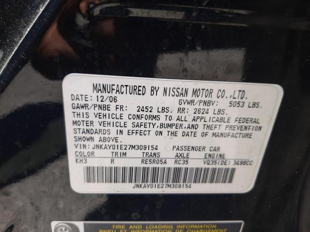 Photo 10 from auction – 2007 INFINITI M35 BASE with VIN JNKAY01E27M309154
